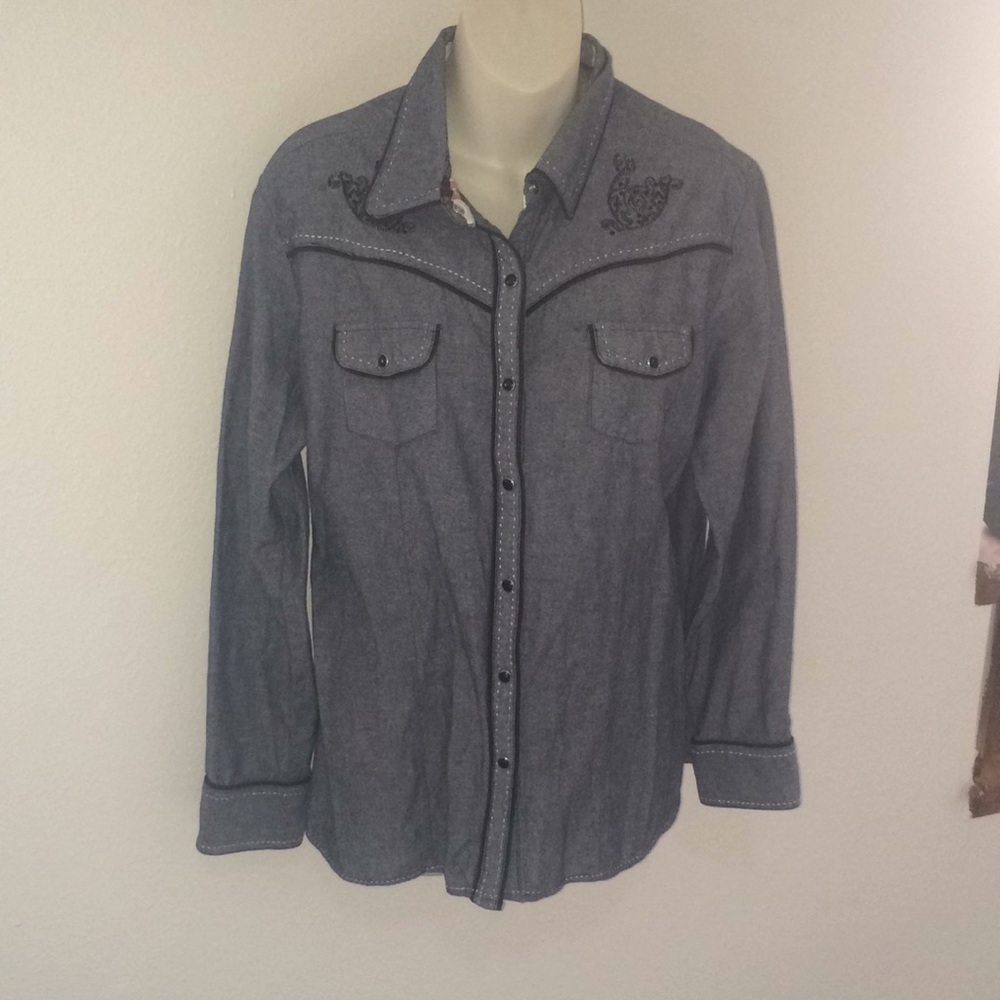 Cowgirl Up Western Snap Button Down Shirt